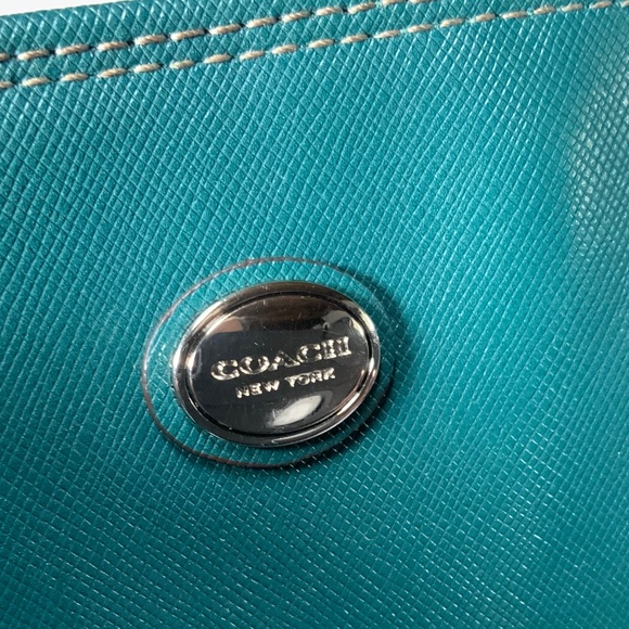 Coach F30301 Peyton Coated Canvas Saffiano Tote Green and Khaki - Picture 14 of 15